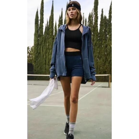 Free People ALL YOUR LOVE Oversized Hoodie Sweatshirt Supernova Blue S NWOT $128 - Picture 4 of 11